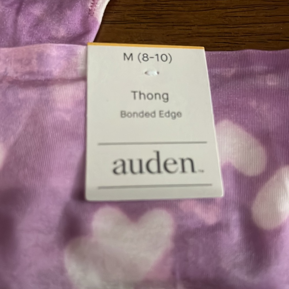 4 New Auden Thong Underwear size M (8-10) purple - hearts - Picture 2 of 4